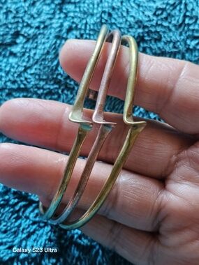 Vintage Triple Lightning Bolt Cuff Bracelet - Brass ,cooper N Silver Tone